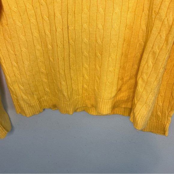 Tommy Hilfiger Womens Wool Alpaca Blend Sweater Fisherman Yellow Sz XL Academia - Picture 5 of 10